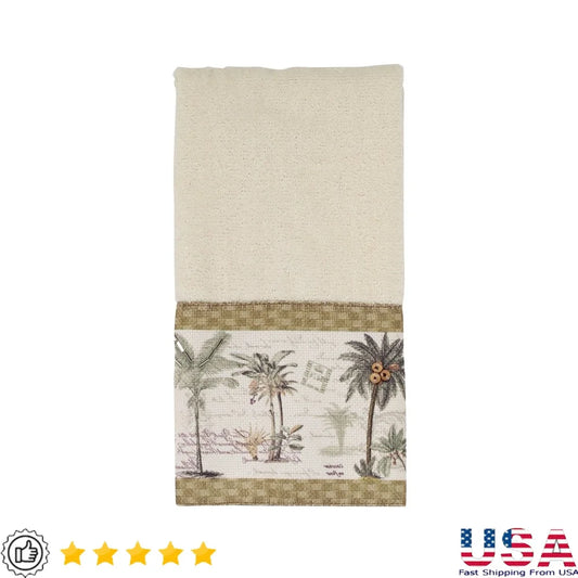 Ivory Fiical Palm Pattern Congertip Towel Troptton Decorative Towel Bathroom Accessory Embellished with Sequins Unique Gift Idea