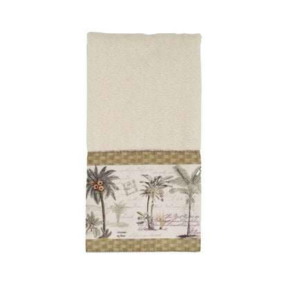 Ivory Fiical Palm Pattern Congertip Towel Troptton Decorative Towel Bathroom Accessory Embellished with Sequins Unique Gift Idea
