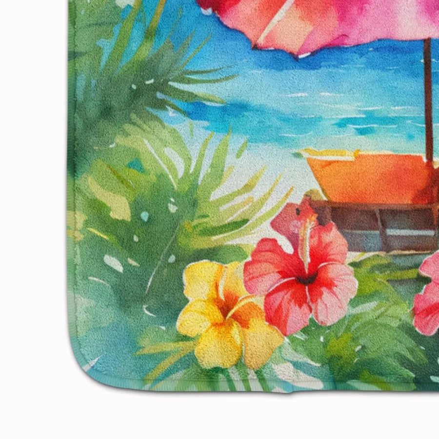 Hawaii Hawaiian Hibiscus in Watercolor Memory Foam Kitchen Mat Machine Washable AntiFatigue Mat Cushion Comfort Bath Mat or Kit