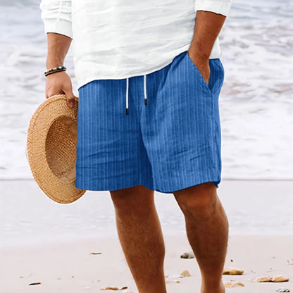 Men's Cotton Linen Shorts Lightweight Hawaiian Summer Beach Shorts Men Breathable Solid Casual Short Pants Fitness Streetwear