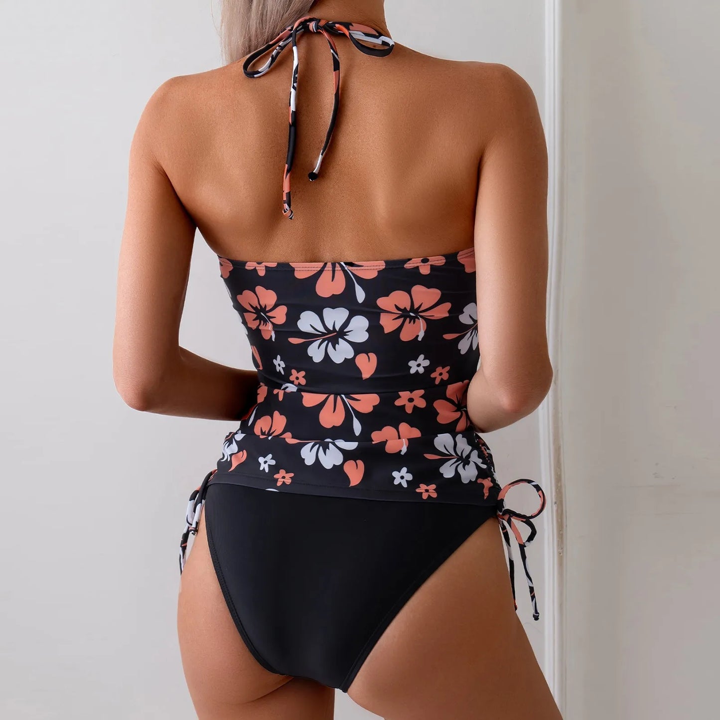 Bareback Hollow Lace Women'S Swimsuit Women'S High Waisted Bikini Sets Sporty Two Piece Swimsuits Hawaiian Sea Resort Bikini